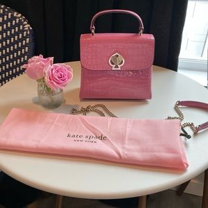 Kate Spade Romy Croc embossed Mini flat top bag